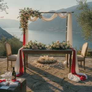 Vow renewal ceremony in the lake-view garden of Casa degli Spiriti, Lake Garda – casa degli spiriti vow renewal lake garda – Kiss Me Italy