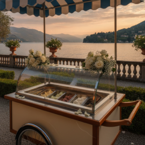 Ice cream cart at a Casa degli Spiriti wedding for 40 guests – casa degli spiriti fireworks wedding 40 guests – Kiss Me Italy