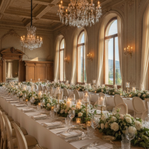 Banquet hall set for a Casa degli Spiriti wedding for 60 guests – casa degli spiriti wedding 60 guests – Kiss Me Italy