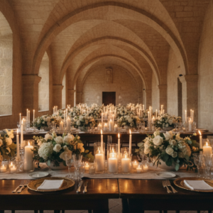 Welcome dinner table at Castello di Celsa, Siena – castello di celsa wedding 22 guests – Kiss Me Italy