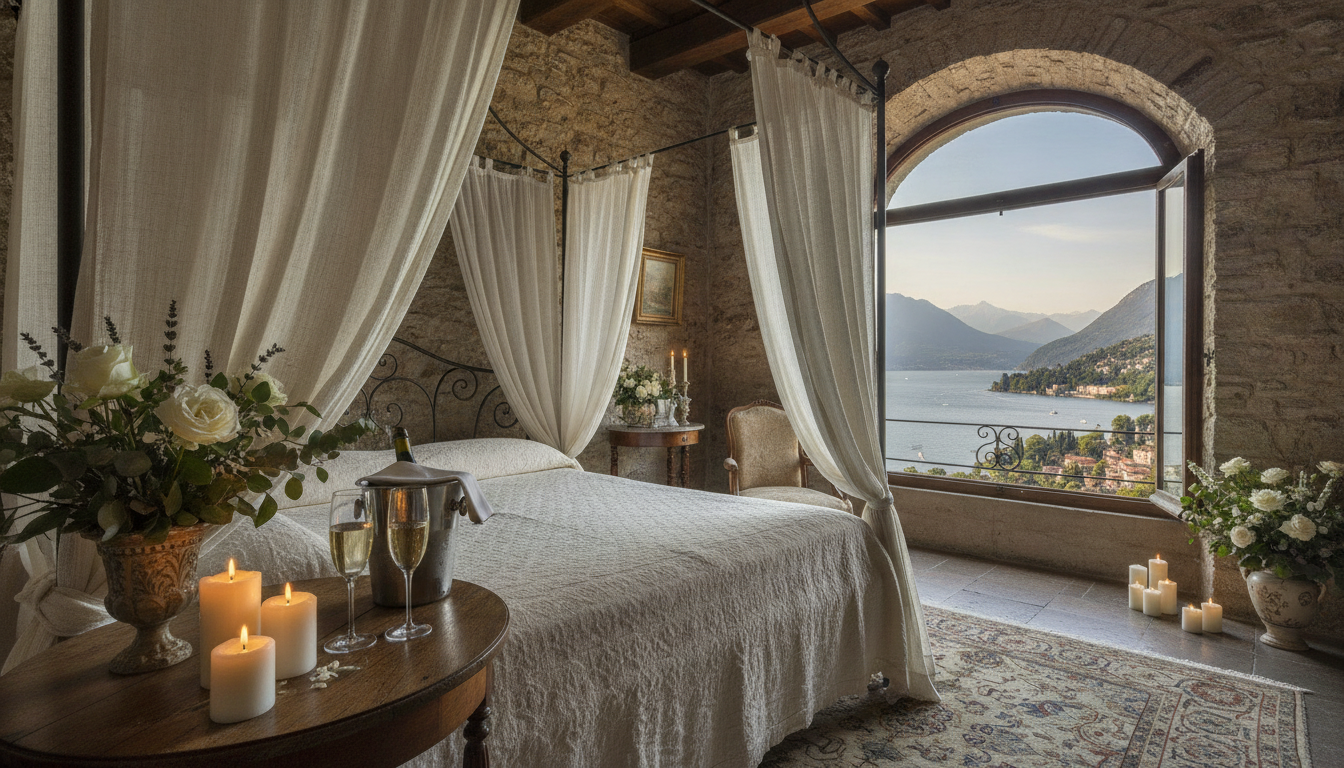 Falcon Tower suite for a vow renewal night at Castello di Rossino – castello di rossino toast overnight vow renewal – Kiss Me Italy