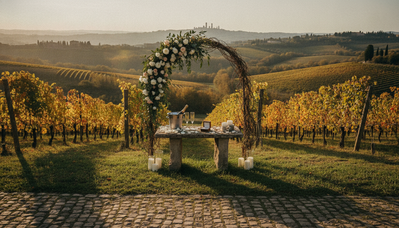 Proposal setup among the vineyards of Fattoria di Corsignano, Siena – fattoria di corsignano proposal siena – Kiss Me Italy
