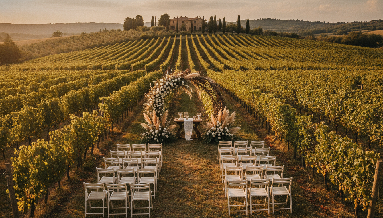 Wedding ceremony among the vineyards of Fattoria di Corsignano, Siena – fattoria di corsignano wedding 3 nights – Kiss Me Italy