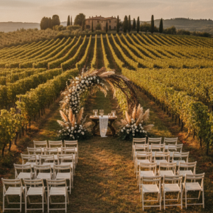 Wedding ceremony among the vineyards of Fattoria di Corsignano, Siena – fattoria di corsignano wedding 50 guests – Kiss Me Italy