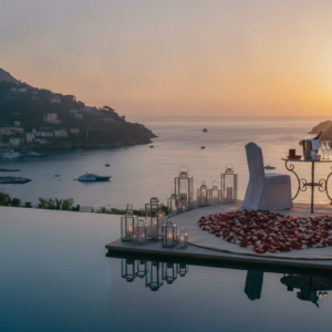 Proposal setup by the infinity pool of Hotel Continental, Santa Margherita – hotel continental santa margherita proposal – Kiss Me Italy
