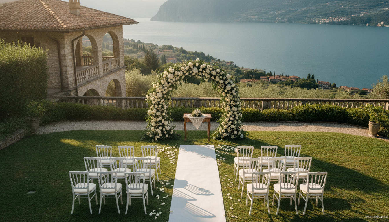 Garden ceremony at Villa Cariola, Lake Garda – villa cariola all inclusive wedding 50 guests may september – Kiss Me Italy