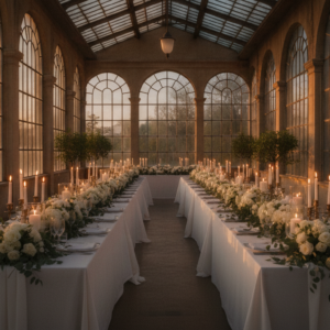 Limonaia set for a wedding reception at Villa Grabau, Lucca – villa grabau micro wedding 20 guests – Kiss Me Italy