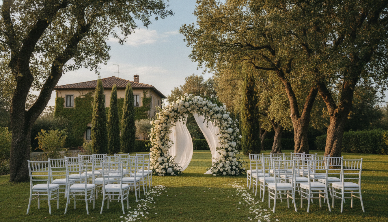 Ceremony in the English garden of Villa Grabau, Lucca – villa grabau micro wedding 4 nights high season – Kiss Me Italy