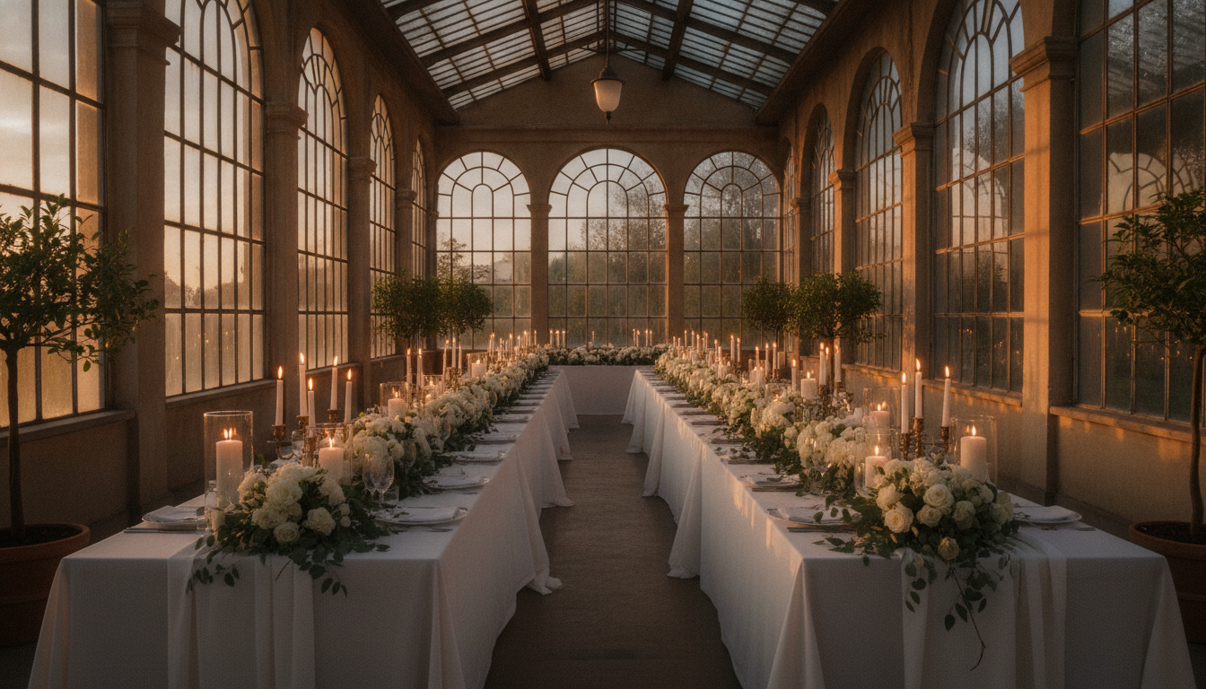 Limonaia set for a wedding reception at Villa Grabau, Lucca – villa grabau wedding 50 guests – Kiss Me Italy
