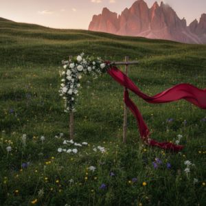 Symbolic love story ceremony setup in the Dolomites – love story ceremony dolomites – Kiss Me Italy