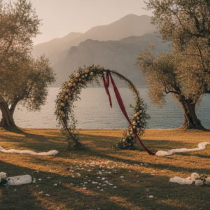 Symbolic love story ceremony setup in Lake Garda – love story ceremony lake garda – Kiss Me Italy