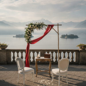 Symbolic love story ceremony setup in Lake Maggiore – love story ceremony lake maggiore – Kiss Me Italy