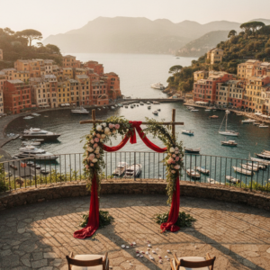 Symbolic love story ceremony setup in Portofino – love story ceremony portofino – Kiss Me Italy