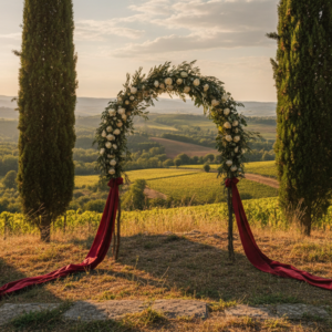 Symbolic love story ceremony setup in Tuscany – love story ceremony tuscany – Kiss Me Italy